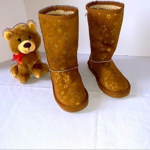 Air Walk brown sparkle star Cognac Boots girls 11